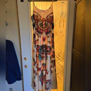 Tattoo Print Maxi Dress - Multicolor